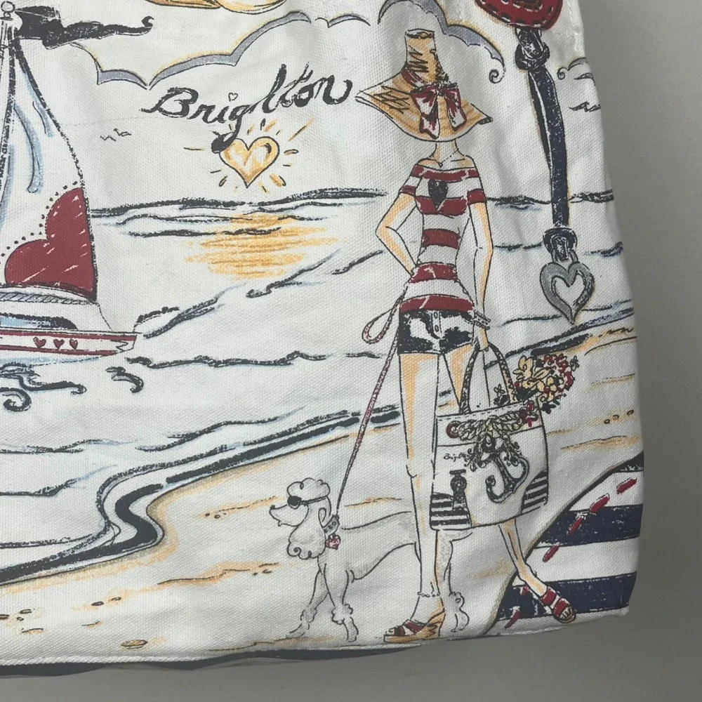 Brighton Beachy Keen Boardwalk Tote Canvas Nautical Sailboat Anchor Bag D29655